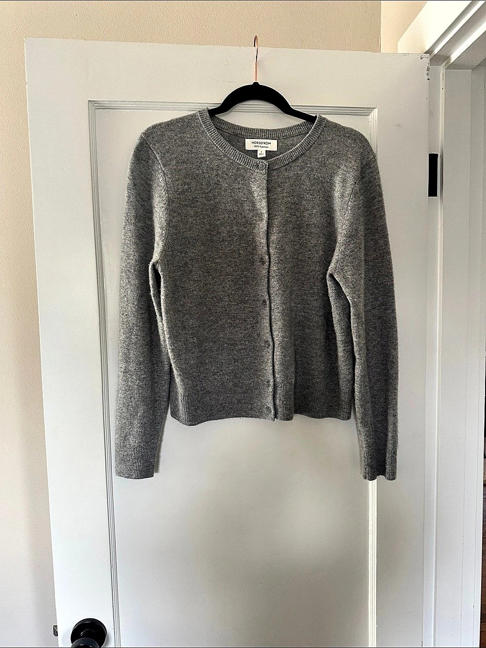 Nordstrom Cashmere Crewneck Cardigan Gray Large